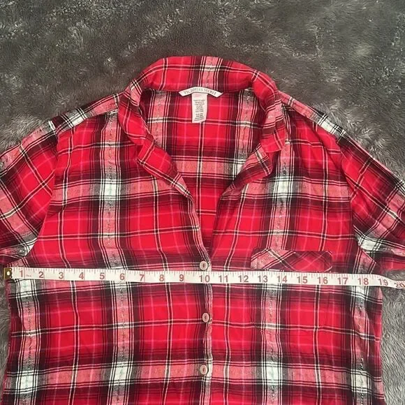 62. Size S Victoria’s Secret Paid flannel button down night shirt - Picture 5 of 9